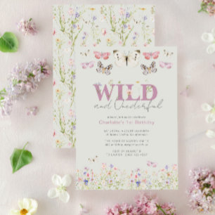 Elegant Wild & Onederful Butterflies 1st Birthday  Invitation