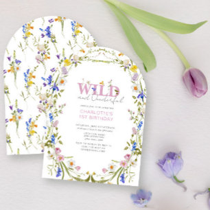 Elegant Wild & Onederful Wildflower 1st Birthday Invitation