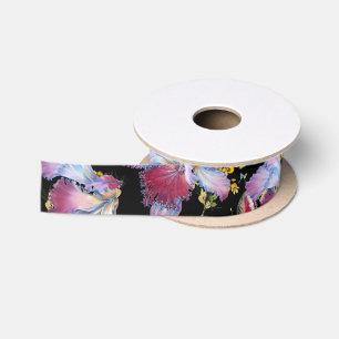 Elegant Wild Orchid Multicolor Black All Occasion Satin Ribbon