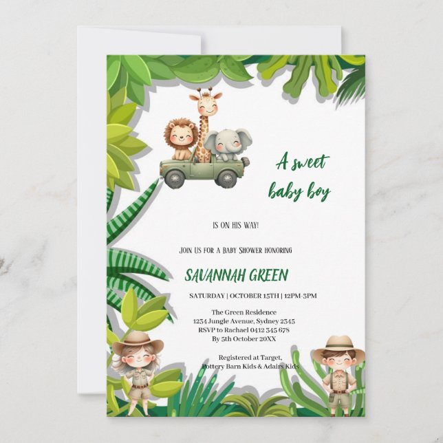  elegant wild safari babyshower invitation (Front)