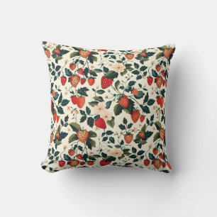 Elegant wild strawberries Floral Seamless Pattern  Cushion