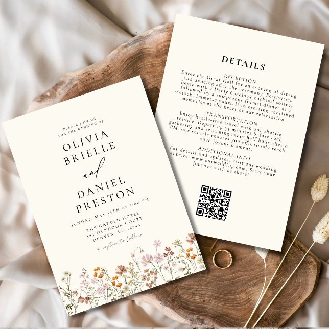 Elegant Wildflower All in One QR Code Wedding Invitation (Creator Uploaded)