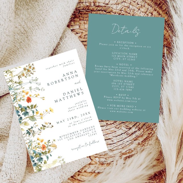 Elegant Wildflower All In One Wedding Invitation (Creator Uploaded)