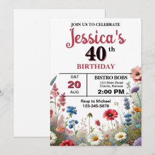 Elegant Wildflower Any Age Birthday Party Invitation