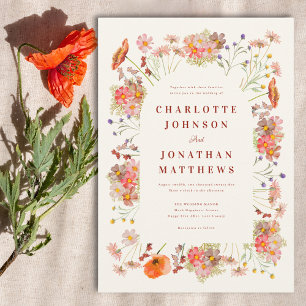 Elegant Wildflower Arch Fall Wedding Invitation