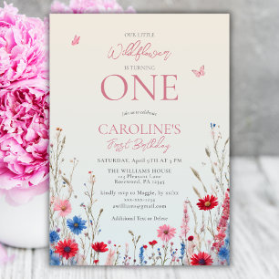 Elegant Wildflower Baby Girl 1st Birthday Invitation