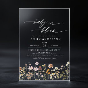 Elegant Wildflower Baby in Bloom Baby Shower Acrylic Invitations