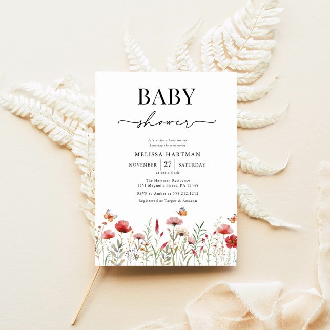 Elegant Wildflower Baby Shower Invitation (Creator Uploaded)