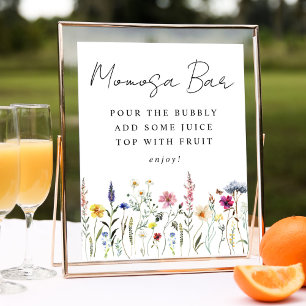 Elegant Wildflower Baby Shower Momosa Bar Sign