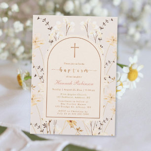 Elegant Wildflower Baptism / Christening Invitation