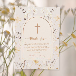Elegant Wildflower Baptism / Christening Thank You Card
