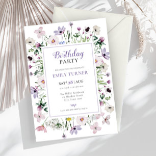 Elegant Wildflower Birthday Invitation