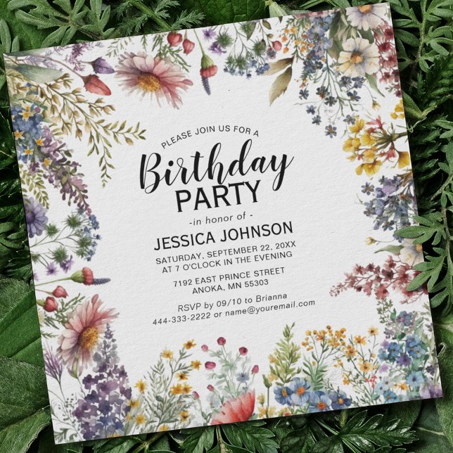 Elegant Wildflower Birthday Party Invitation (Creator Uploaded)