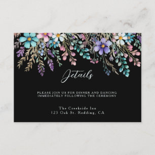 Elegant Wildflower Black Floral Wedding Enclosure Card