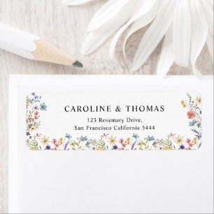 Elegant Wildflower Bloom Wedding Address Return Address Label