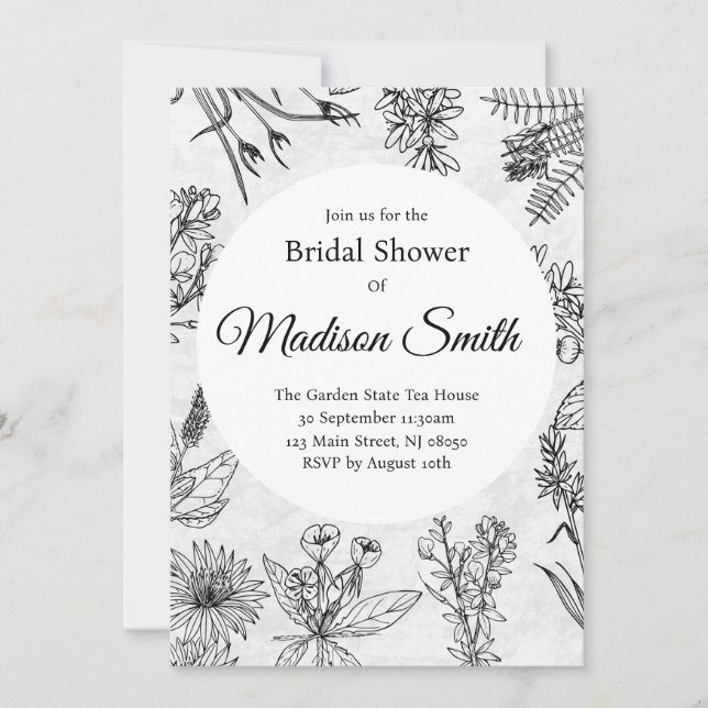 Elegant Wildflower Boho Bridal Shower Invitation (Front)