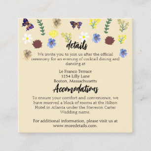 Elegant Wildflower Boho Eggshell Wedding Enclosure Card
