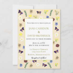 Elegant Wildflower Boho Eggshell Wedding Invitation