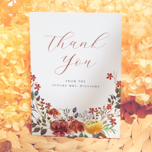 Elegant Wildflower Boho Floral Bridal Shower Thank You Card