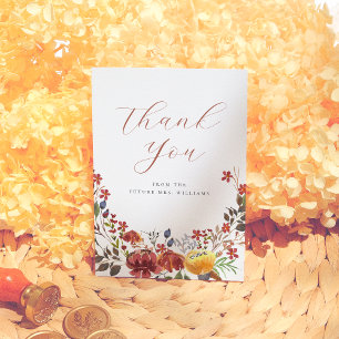 Elegant Wildflower Boho Floral Bridal Shower Thank You Card