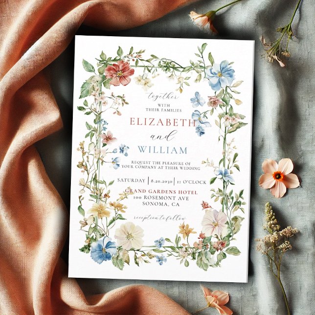 Elegant Wildflower Boho Watercolor Wedding Invitation (Creator Uploaded)