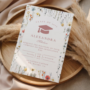 Elegant Wildflower Botanical Graduation Invitation