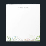 Elegant Wildflower Botanical Notepad<br><div class="desc">Elegant watercolor wildflower botanical,  personalised with name,  notepad.  Text font style and colour can be customised.</div>