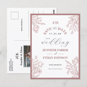 Elegant Wildflower Botanical Photo Save The Date Postcard