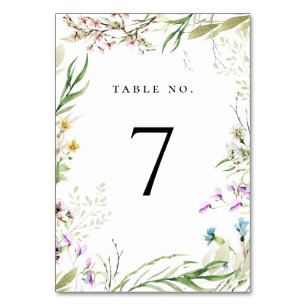 Elegant Wildflower Botanical Table Number