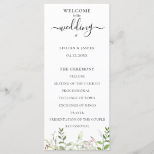 Elegant Wildflower Botanical Wedding Program