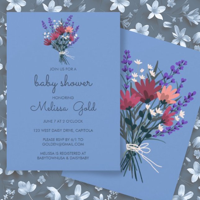 Elegant Wildflower Bouquet BABY SHOWER CUSTOM Luxe Invitation (Custom baby shower invitation with wildflower bouquet. Change the colors and fonts if you like)