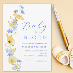 Elegant Wildflower Boy Baby Shower Invitation