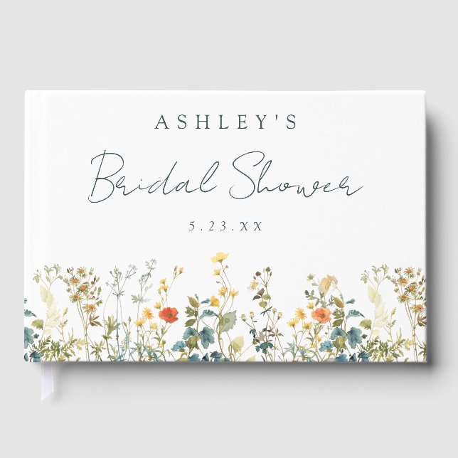 Elegant Wildflower Bridal Shower Guest Book (Front)