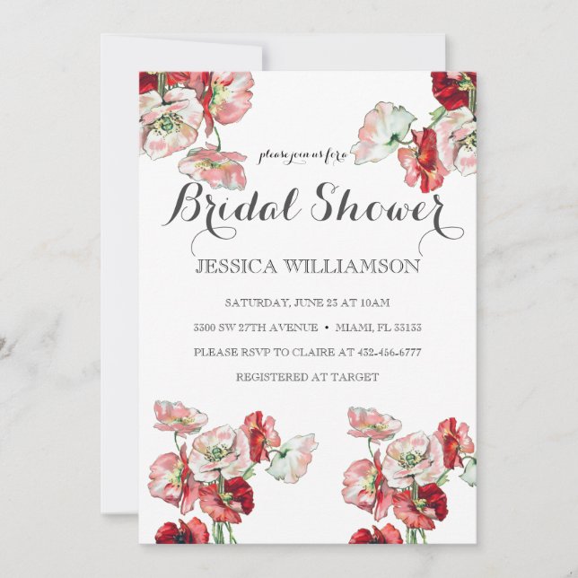 Elegant Wildflower  Bridal Shower Invitation (Front)