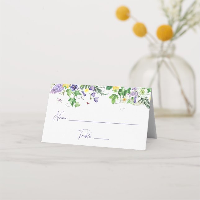 Elegant Wildflower Bridal Shower Place Card (Front)