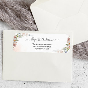 Elegant Wildflower Bridal Shower Return Address Label