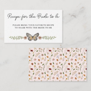 Elegant Wildflower Bridal Shower Share A Recipe Enclosure Card