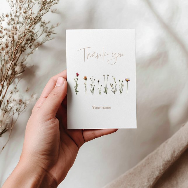 Elegant wildflower bridal shower thank you card (Wildflowers wedding thank you card)