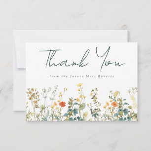 Elegant Wildflower Bridal Shower Thank You Card