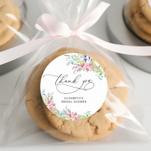 Elegant Wildflower Bridal Shower Thank You Classic Round Sticker
