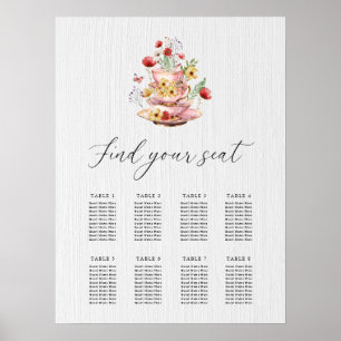 Elegant Wildflower Bridal Tea Party Seating Chart