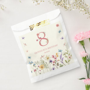 Elegant Wildflower Butterfly 8th Birthday Party Favour Bag