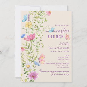 Elegant Wildflower Butterfly Garden Easter Brunch Invitation