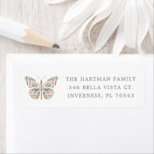 Elegant Wildflower Butterfly Return Address Label
