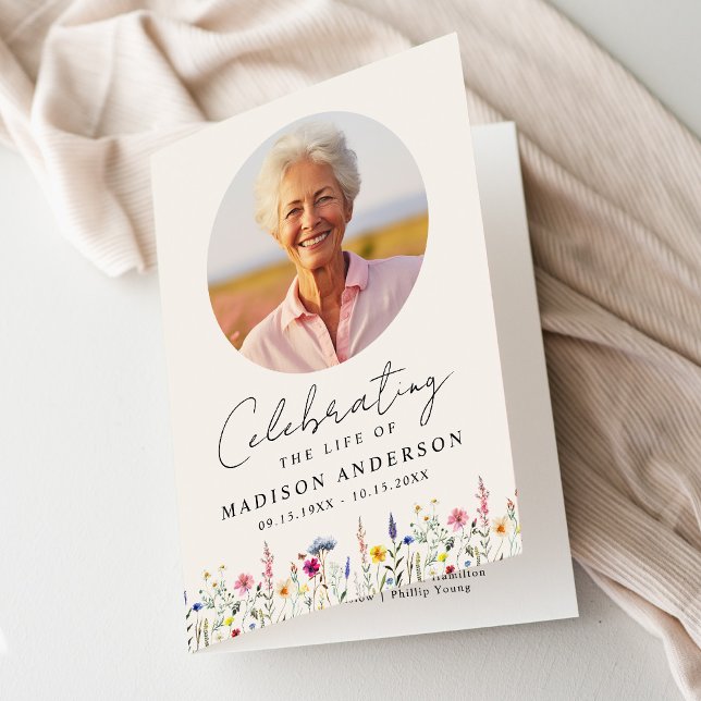 Elegant Wildflower Celebration of Life Funeral Program (Creator Uploaded)