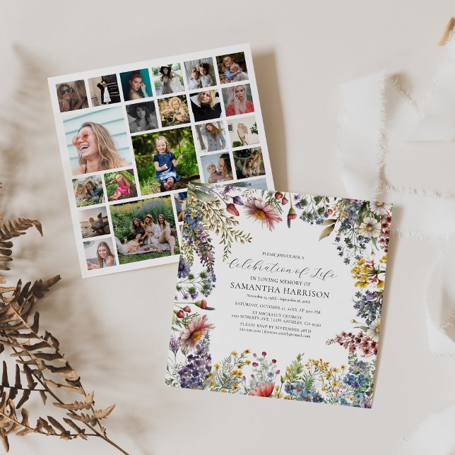 Elegant Wildflower Celebration Of Life Invitation (Creator Uploaded)