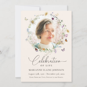 Elegant Wildflower Celebration of Life Memorial Invitation