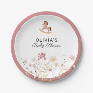 Elegant Wildflower Chic Floral Boho Baby Shower Paper Plate