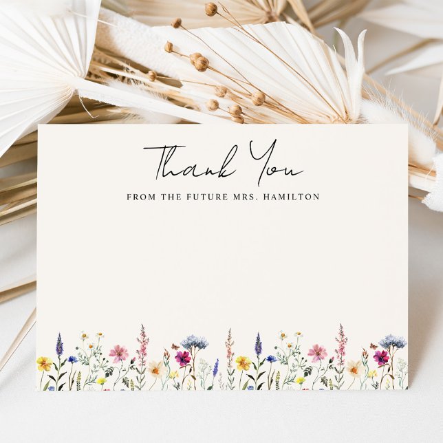 Elegant Wildflower Cream Future Mrs. Bridal Shower Thank You Card (Creator Uploaded)