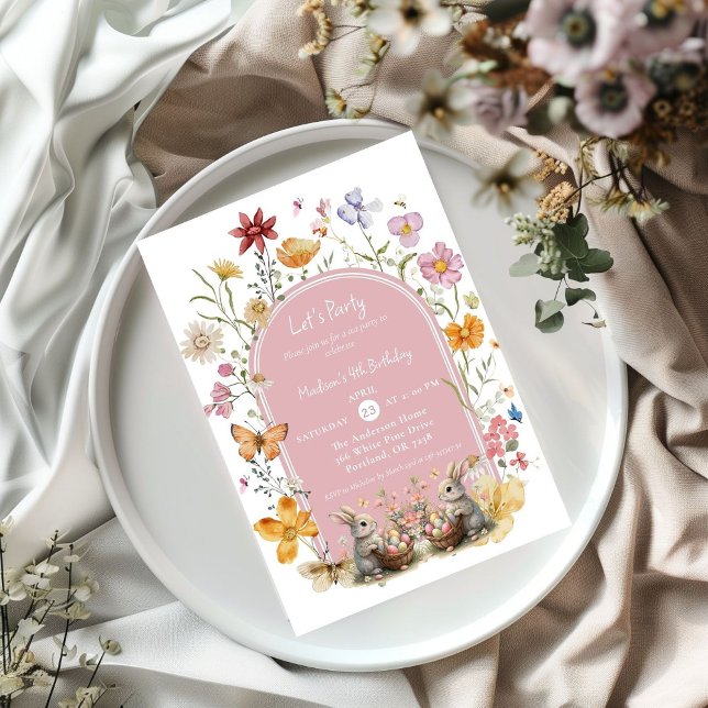 Elegant Wildflower Easter Birthday ParTea  Invitation (Creator Uploaded)